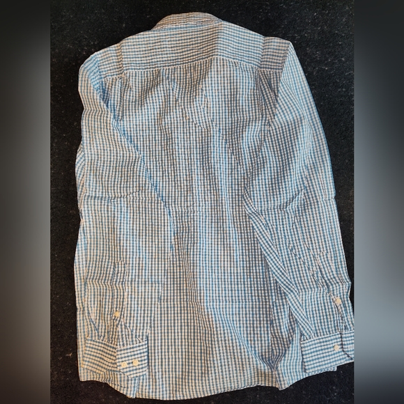 Ben Sherman Long Sleeve Button Down Checkered Haint Blue Shirt - Picture 8 of 9